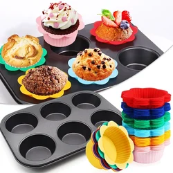 Muffin Liners Flower Silicone Baking Cupcake Cups Baking Mold Bakeware Carbon Steel Coating Nonstick Muffin Tray Baking Pan