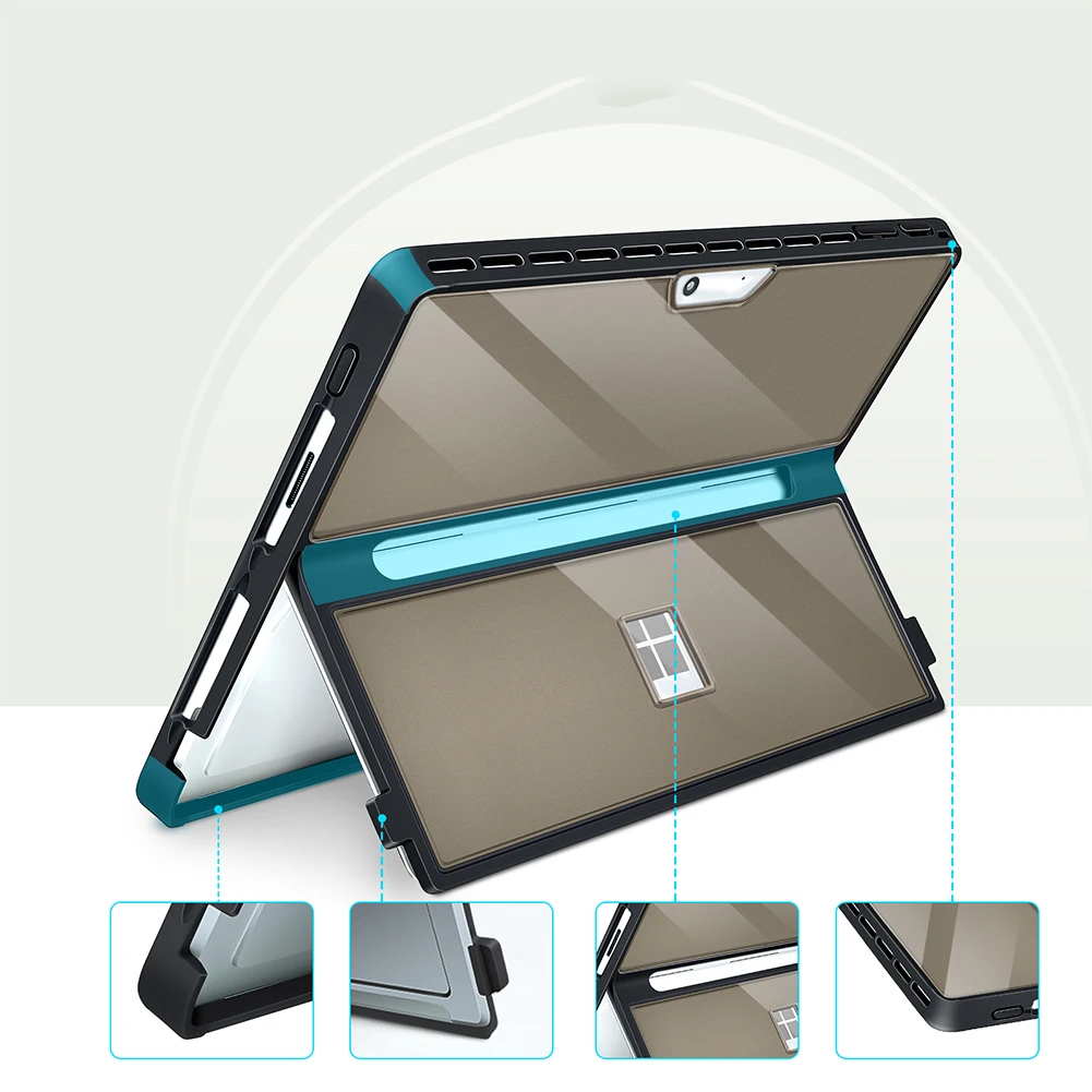 غطاء حماية لجهاز Microsoft Surface Pro 11/10/9/8 13 بوصة حافظة كمبيوتر محمول مقاومة للصدمات متوافقة مع لوحة المفاتيح من النوع