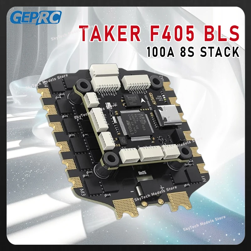 

GEPRC TAKER F405 BLS 100A 8S Stack-4IN1 ESC,16M Black Box, ICM42688-P Gyro,Dual 12V/5V 3A BEC,Integrated LC Filter RC FPV Parts