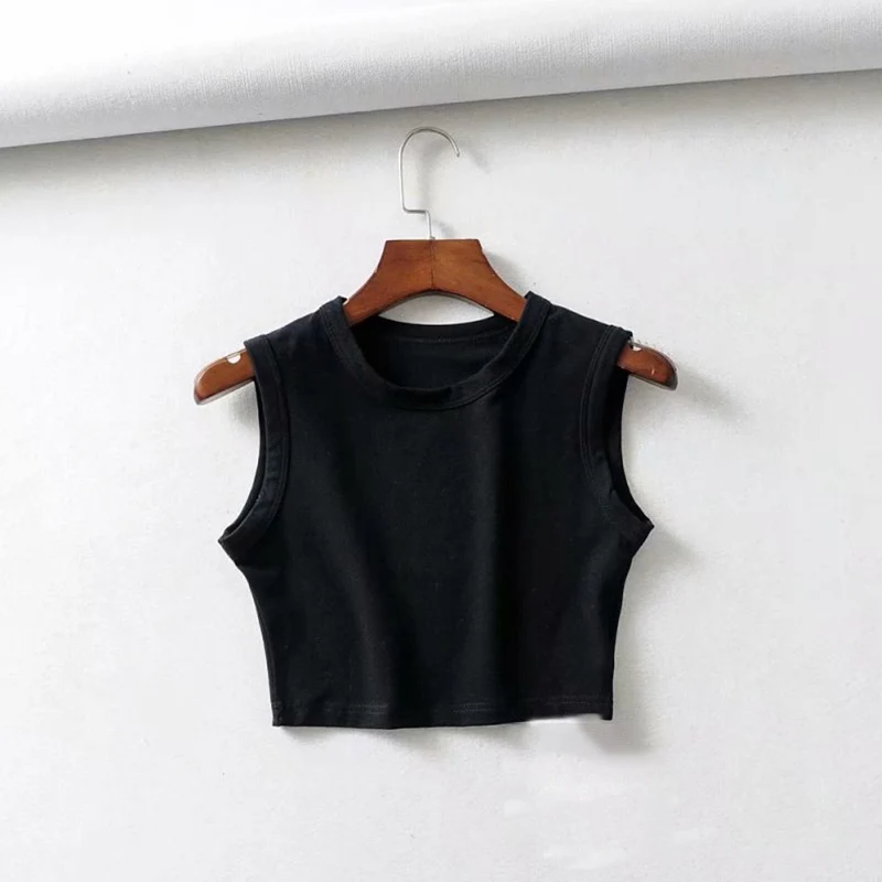 2024 Summer vintage white crop tops women biker black punk sexy tank top korean streetwear cropped sleeveless top feminino