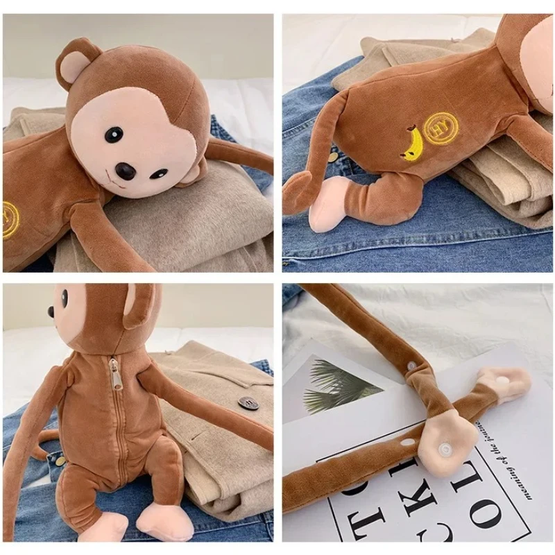 2025 Funny Bag Monkey Plush Doll Shoulder Bag Girl Cute Cartoon Mobile Phone Bag