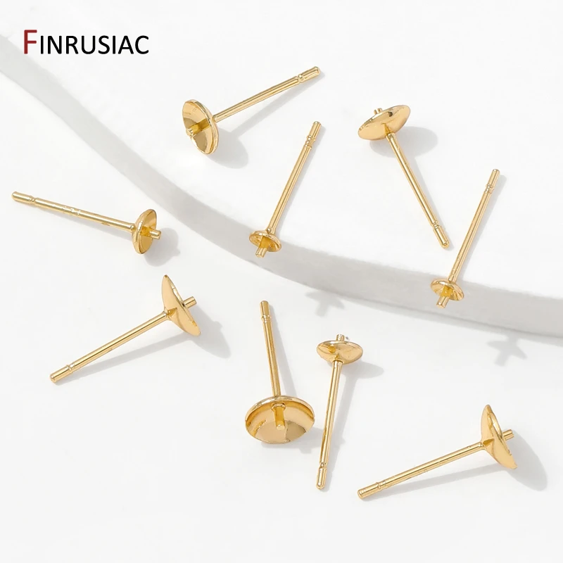 14-каратное позолоченное латунное основание для сережек, пустая стойка для ушей, лоток для ушей, беруши для жемчуга, аксессуары для изготовления сережек «сделай сам»