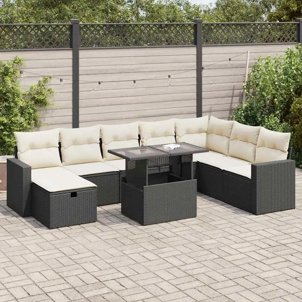 

Black Garden Sofa Set Outdoor Patio Furniture Cushioned Seating Modern Design Weather Resistant Stylish Home Decor