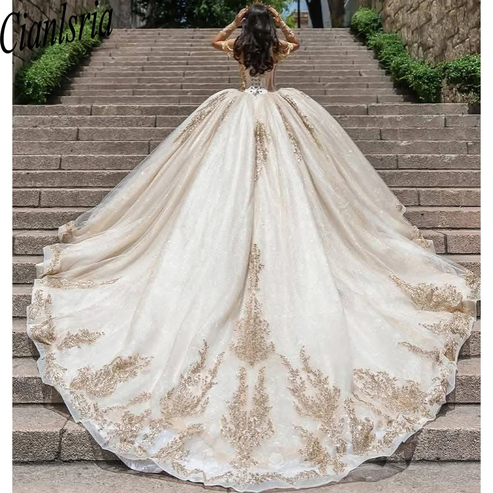 

Luxury Quinceanera Dresses for 15 Anos Off the Shoulder Appliques Rhinestones Pleat Princess Ball Gown Customized
