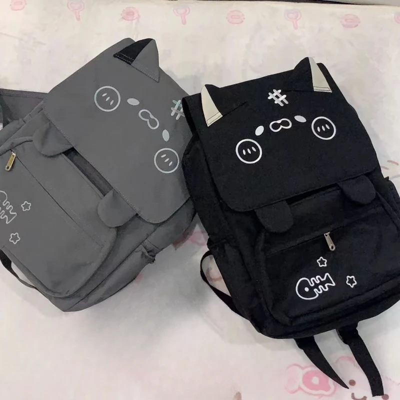 Japonês kawaii bonito gato mochila moda feminina vintage y2k estética mochilas casuais todos os jogos na moda para estudantes