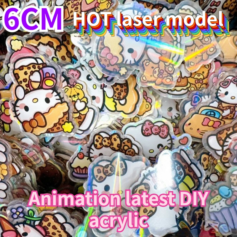 

6CM laser Japanese anime acrylic accessories latest Sanrio family Melody HelloKitty DIY pendant mobile phone accessories