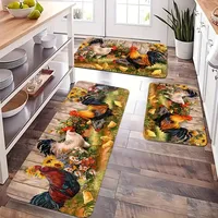 Rooster Kitchen Floor Mat Decor Chicken Farmhouse Kitchen Rugs Decorations for Home Decoration Bathroom Non-Slip Doormat Decor
