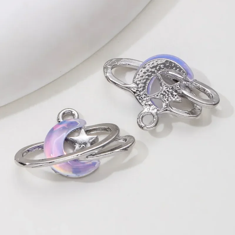 9 قطعة جديد ستار القمر المينا السحر الأزرق موضة Y2K نمط المعلقات لصنع Findings بها بنفسك النتائج اليدوية اكسسوارات قلادة مجوهرات