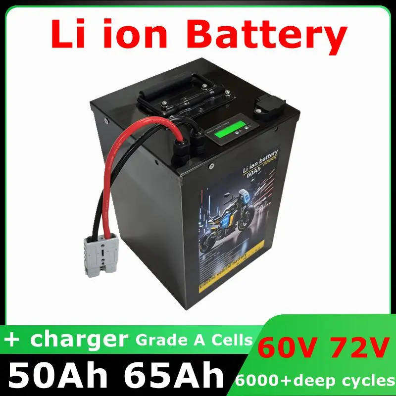 

60V 72V 50Ah 65Ah Lithium Li-ion Battery Bluetooth BMS 17S 20S for 500W 800W 1000W 1500W 2000W Two Wheeler Vehicle Forklift