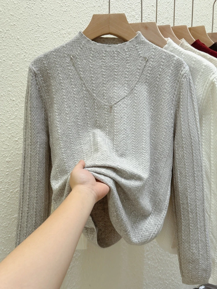 เสื้อสเวตเตอร์คอเต่าผู้หญิงแฟชั่นฤดูใบไม้ร่วงฤดูหนาว 2025 ทรงเข้ารูป แขนยาว สไตล์เกาหลี เรียบง่าย สีพื้น ใช้เป็นเสื้อตัวใน