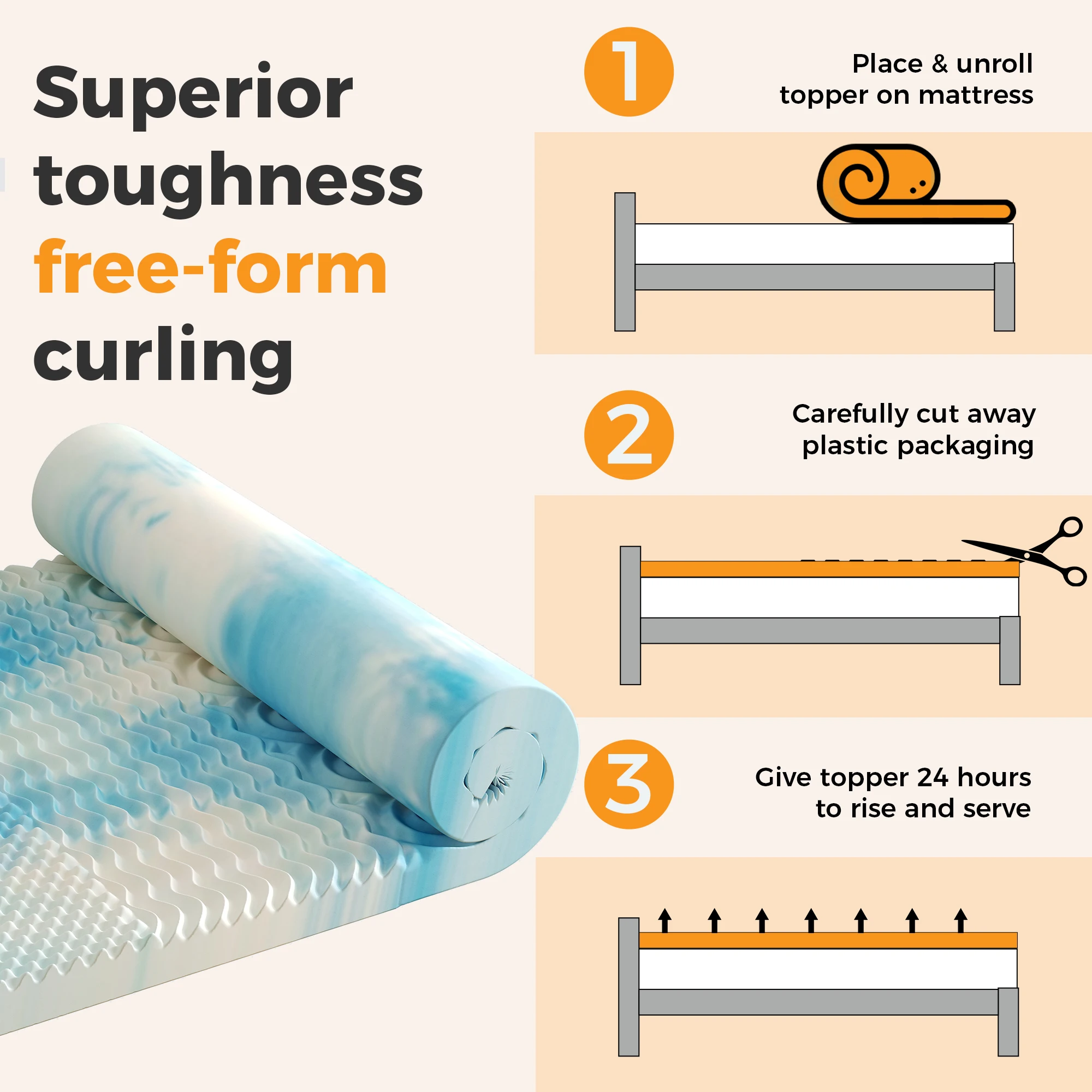 5-Zone Cooling Gel Memory Foam Mattress Topper 6
