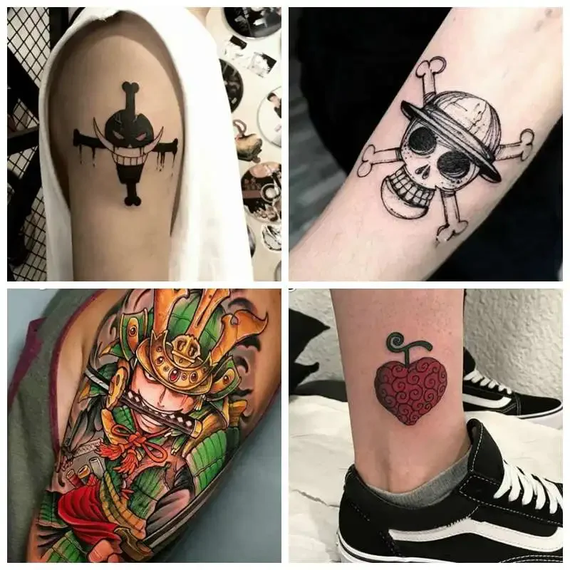 Skull Anime tatuaggi temporanei decalcomanie impermeabili Cartoon Fake Tattoo Sticker Bady Art