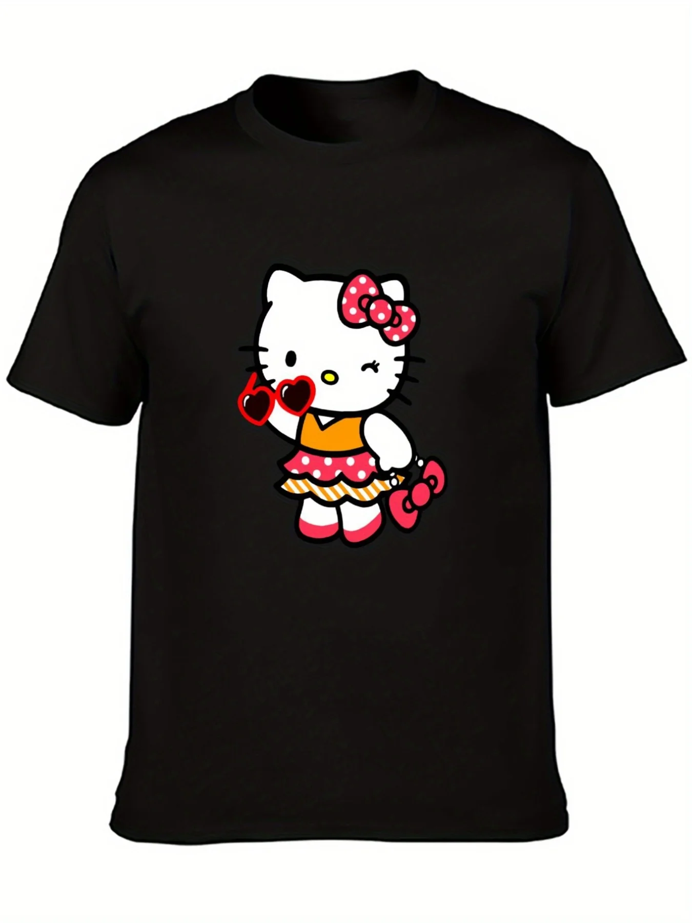 

Hello Kitty Graphic Printing Summer Autumn Winter Cotton Men's and Women's T-Shirts Short Sleeves Luxury Outdoor Sports Brand