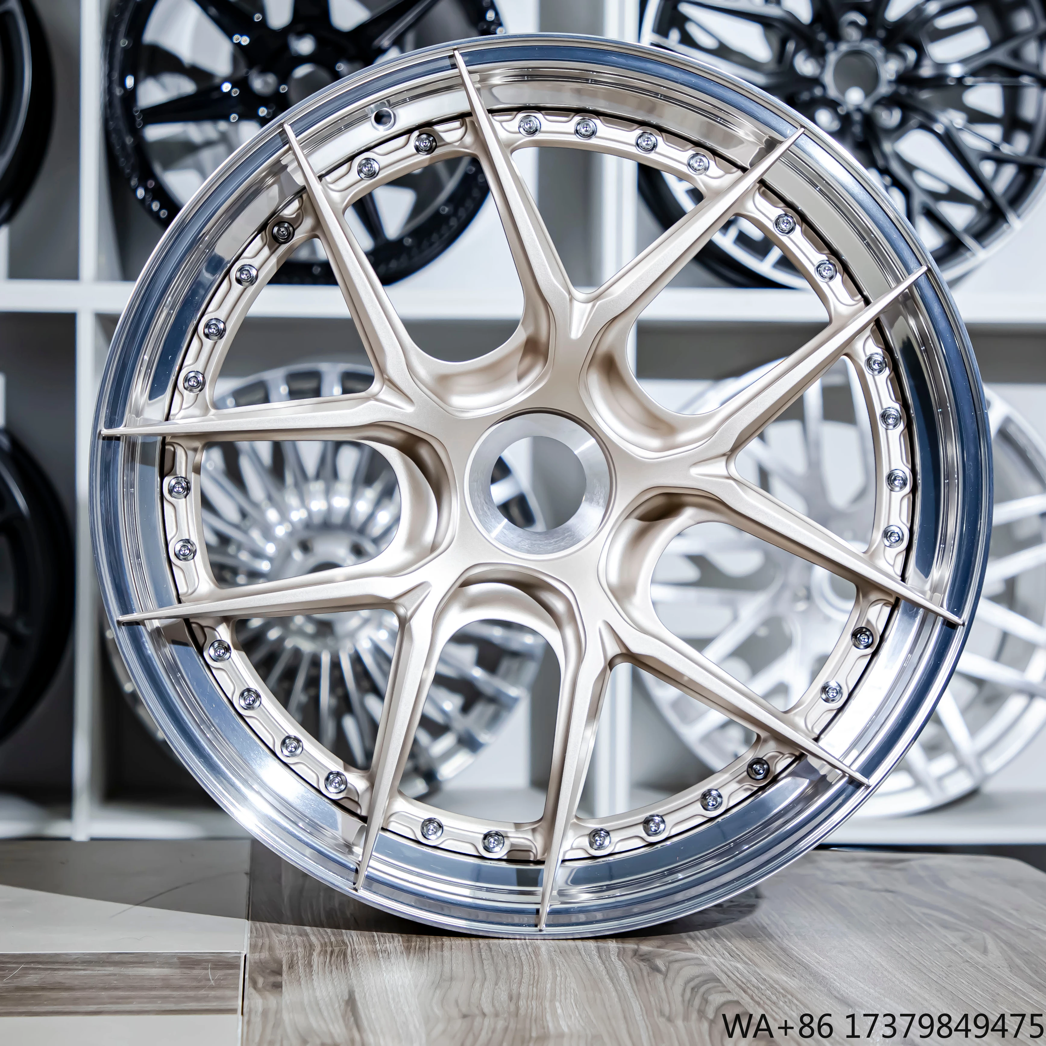 

Light-weight Forged Rim Matte White Gold Spoke Polish Barrel Passenger Car Forged Wheels for Porsche 911 GTS