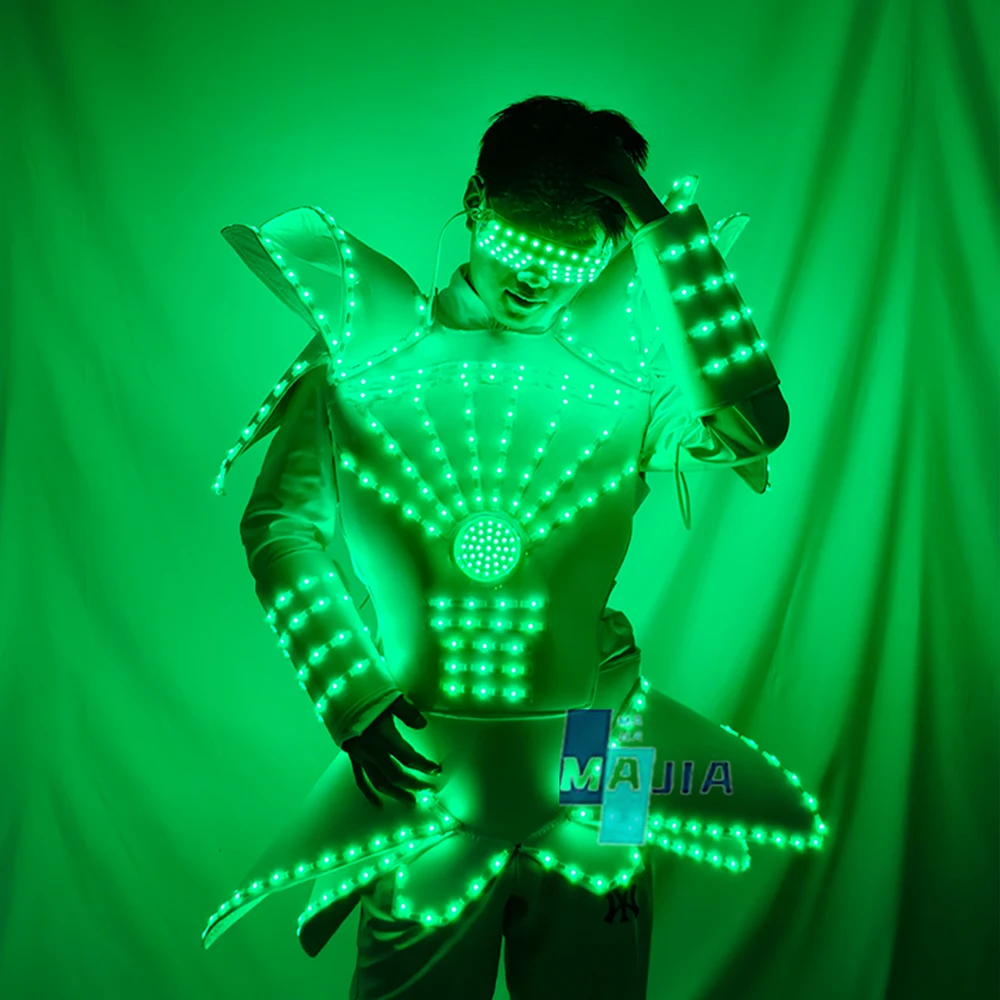 

Мужская цифровая светодиодная куртка, жилет, светящийся RGB цветной костюм робота с подсветкой для шлема, сценический костюм