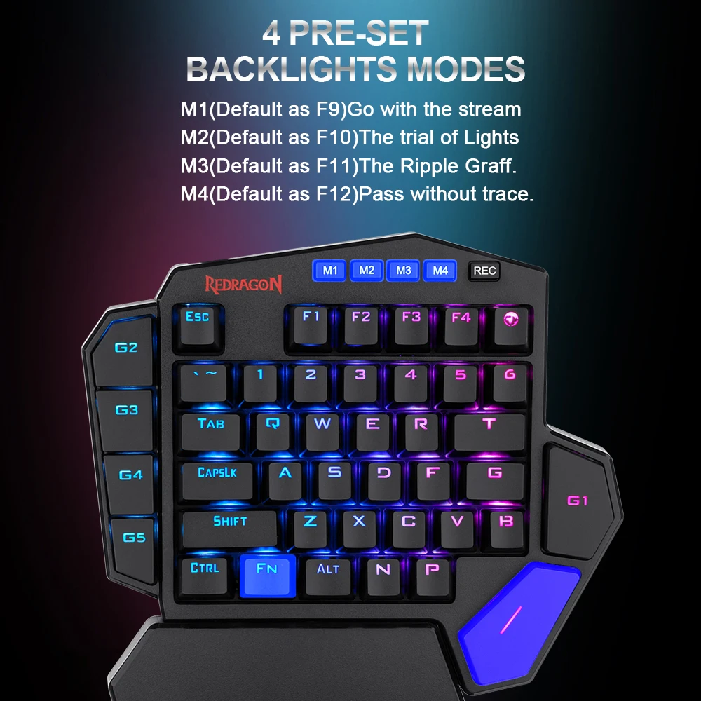 REDRAGON DITI K585 RGB 42 Keys One-handed Mechanical Gaming Keyboard Blue Switch 7 programmable Macro Key for FPS LOL/PUBG Games