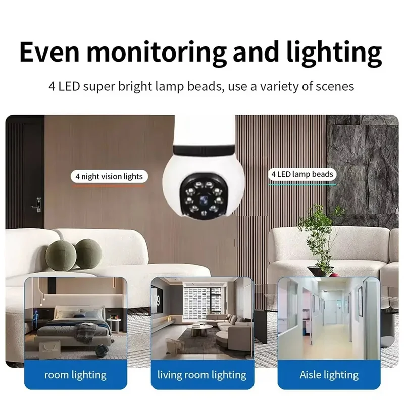 

REPLA-Smart 8MP Wifi Lamp Bulb IP Surveillance Camera With 32G Memory Card Two-Way Audio Color Night Vision 360 Degree AI Tracki