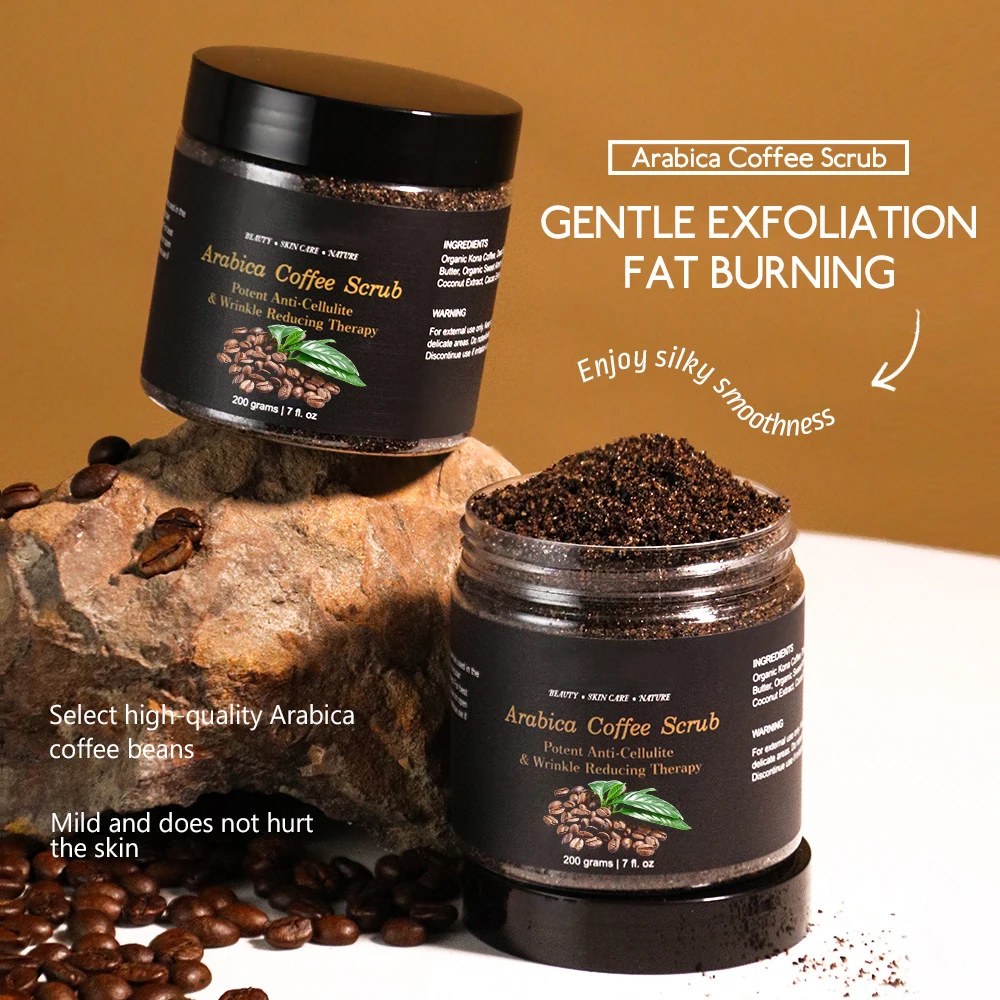 Natural Dead Sea Salt Arabica Soften Tendering Cleansing Dead Skin Exfoliating Whitening Moisturizing Body Coffee Scrub