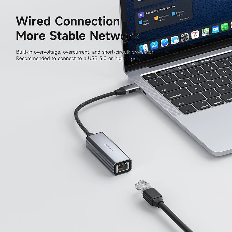 Hagibis USB C to Ethernet Adapter Type-C (Thunderbolt 3/4) to RJ45 Gigabit/2.5G Ethernet Network Hub for MacBook Pro/Air iPhone