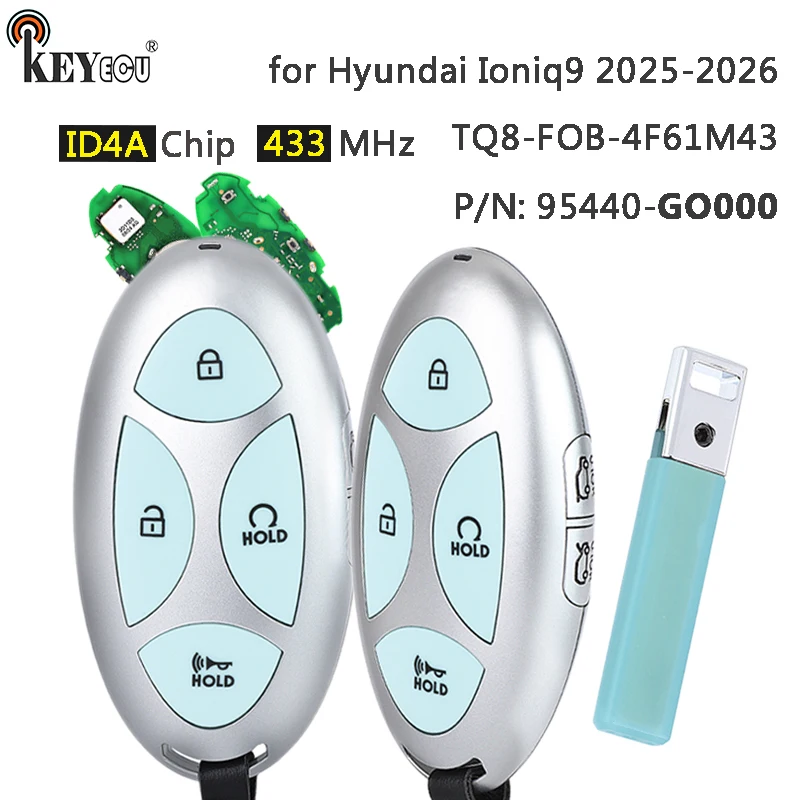 

KEYECU 433MHz ID4A Chip 95440-GO000 TQ8-FOB-4F61M43 Proximity Keyless-Go Smart Remote Key Fob for Hyundai Ioniq9 2025-2026