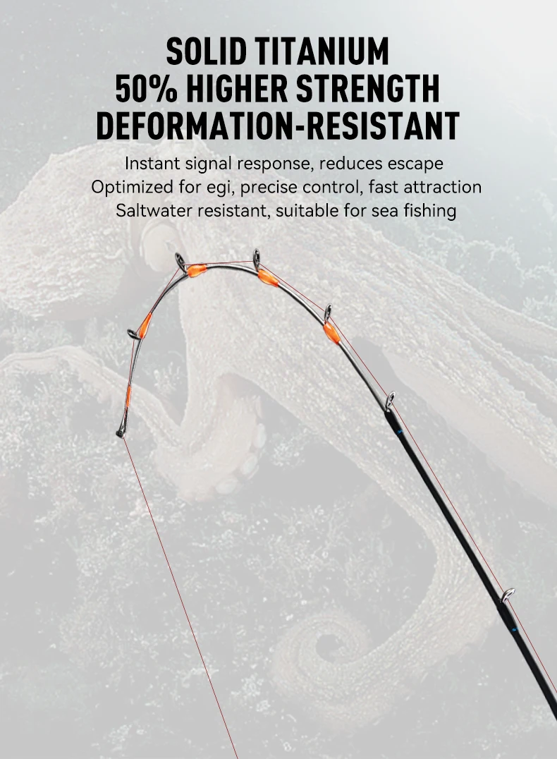 Kingdom EGI PRO Boot-Angelrute für Tintenfisch-Angeln, ultraleicht, TORAY T1100G +40T Carbon, FUJI-Ring, 1,5 m/1,75 m, für Tintenfisch und Oktopus – Detail 9