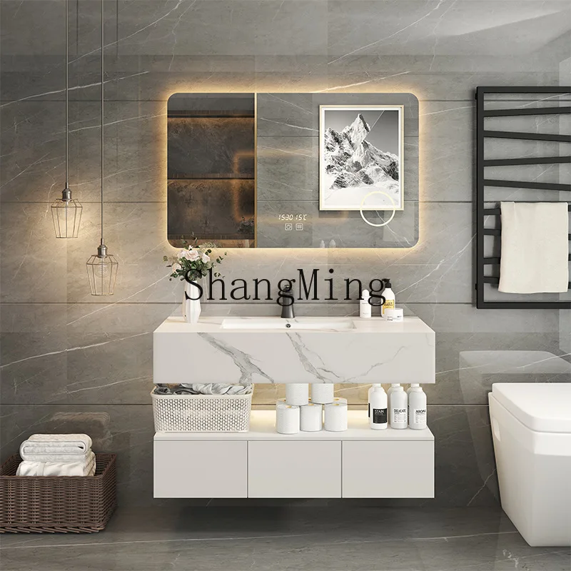 

FG Hotel Double Slate Bathroom Cabinet Toilet Washbasin Cabinet Combination Smart Mirror Cabinet