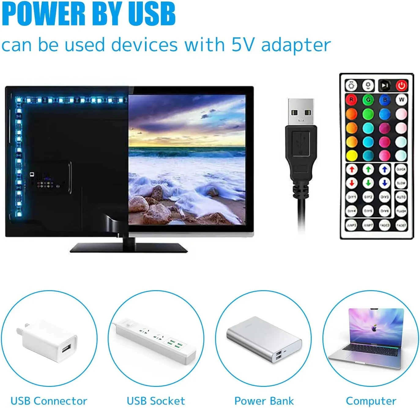 Lampki Led USB 5V taśma Led RGB 5050 pomieszczenie na ścianę pilot aplikacji sterować elastycznymi diodami taśma LED do dekoracji wnętrz