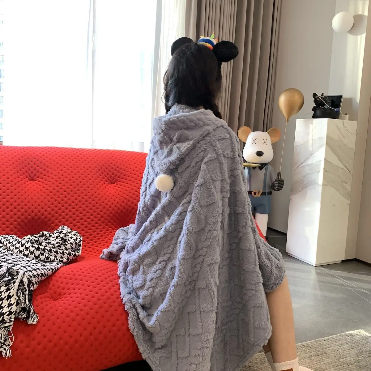 الشتاء سميكة الدفء تافو المخملية طبقة مزدوجة بطانية، عباءة شال كسول، بطانية تكييف الهواء، بطانية القيلولة