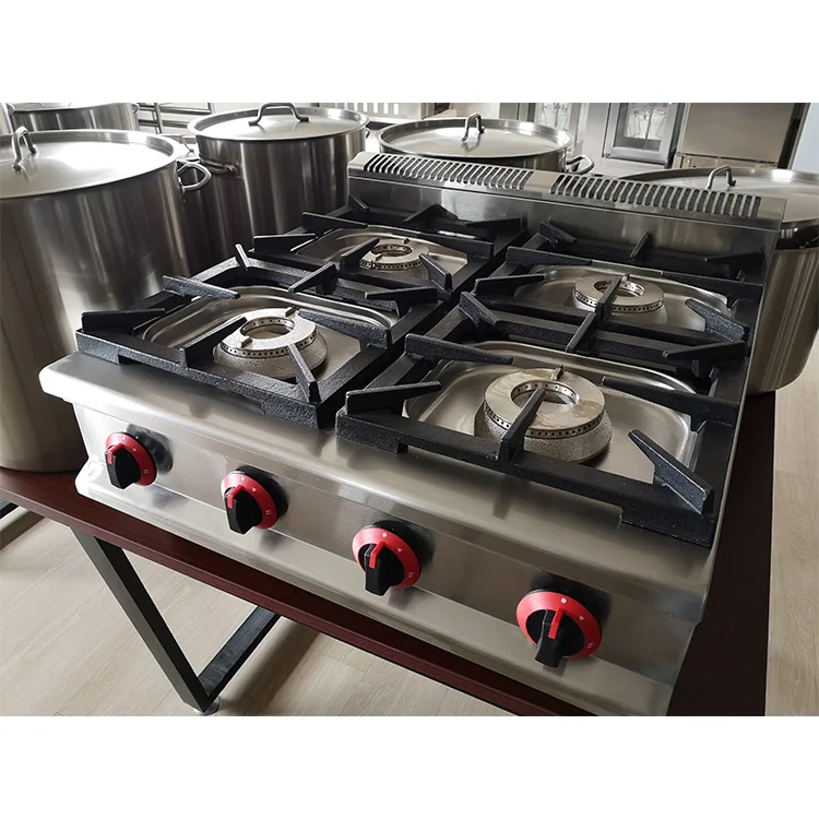 hotel restaurant 4 burner gas stove table top/4 burner cooking stove stainless steel