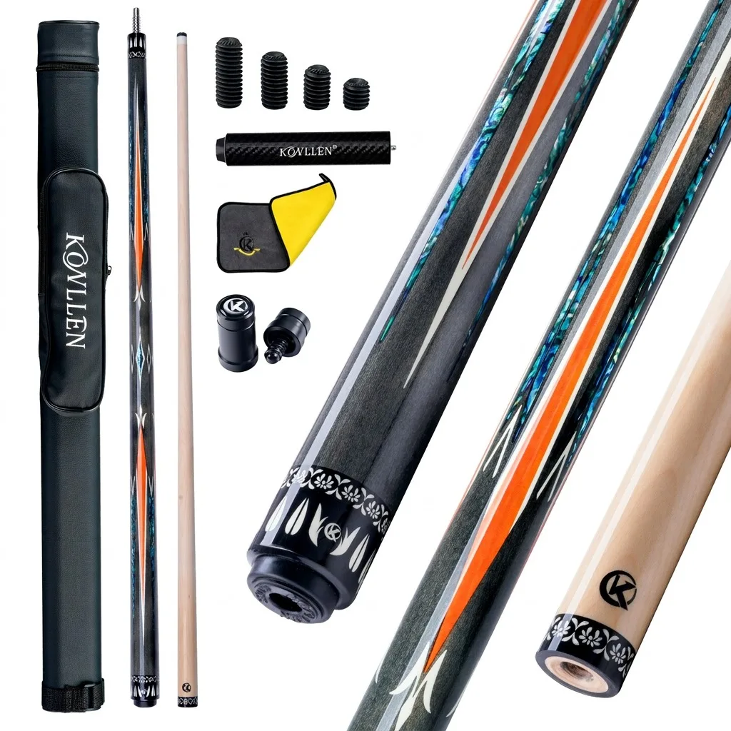 

KONLLEN Carbon Fiber Shaft Pool Cue Stick Professional Billiard Cue Radial Pin Joint 12 5mm Tip Lizard Leather Grip 58 Inch