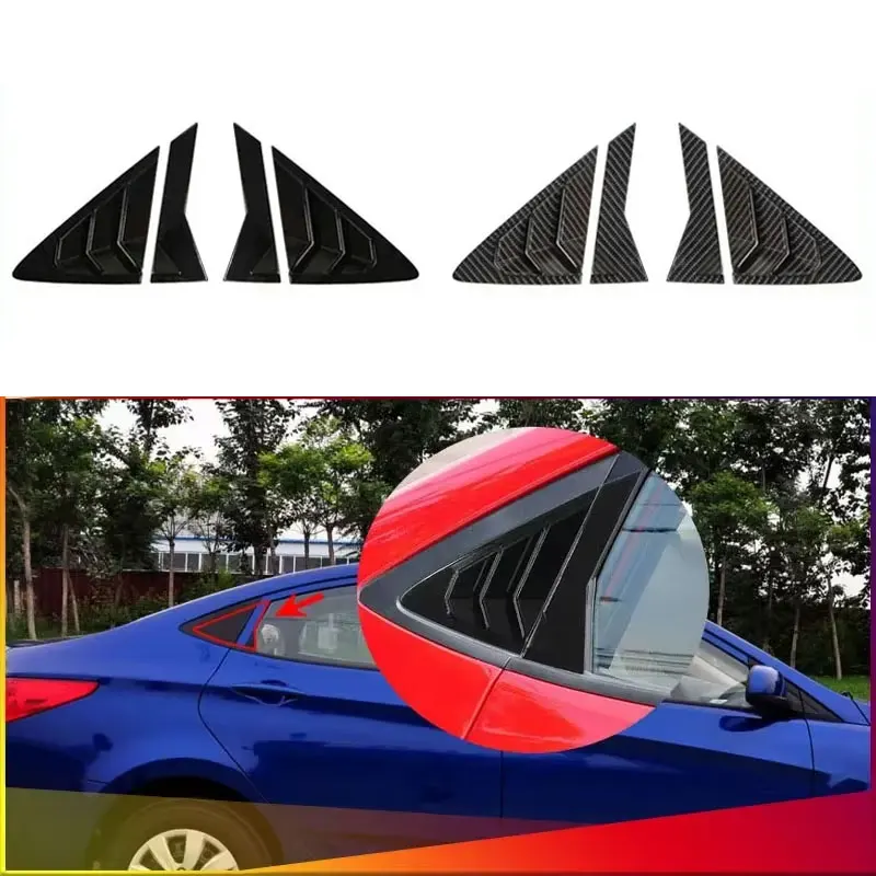 

Car Rear Louver Window Side Shutter Cover Trim Sticker Vent Scoop ABS Carbon For Hyundai Verna Accent Solaris Sedan 2010--2016
