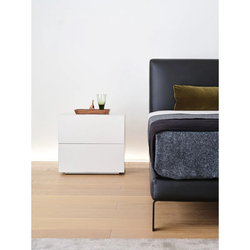 White bedside table, Nordic Japanese multi-colored log modern bedroom storage side cabinet