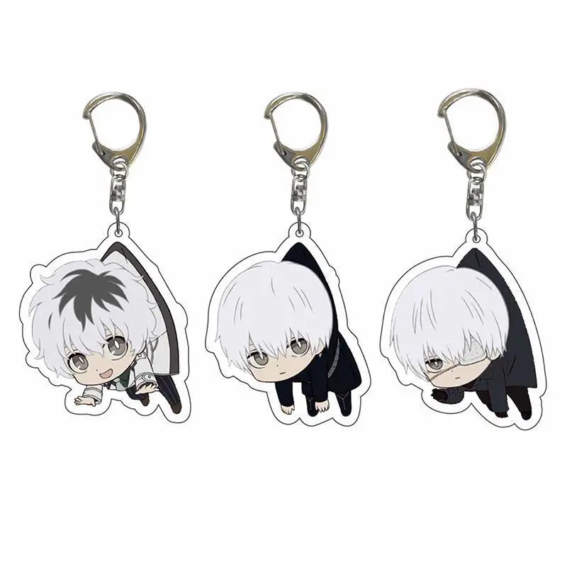 Japanese Anime Tokyo Ghoul Figure White Hair Kaneki Ken Q-Version Cute Pendant Keychain Bagpack Decoration Accessories Toy Gifts