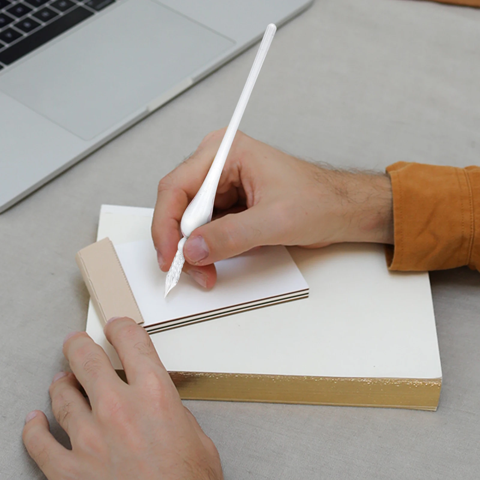 قلم غمس زجاجي مصنوع يدويًا قلم ممارسة الخط الشفاف للرسم والكتابة والوقاية على الطراز العتيق وخفيف الوزن #4