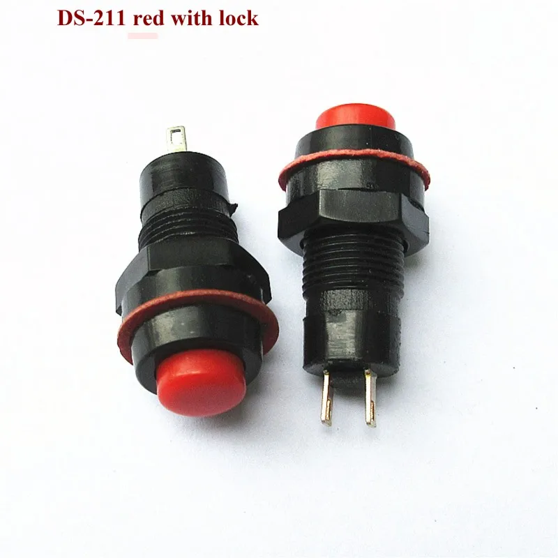 10 Stück DS-211/213 runde Drucktaster, mit Verriegelungs- und Selbstverriegelungsfunktion, ohne Verriegelung, selbst zurückstellender kleiner Drucktaster, Lochdurchmesser 10 mm. – Detail 7