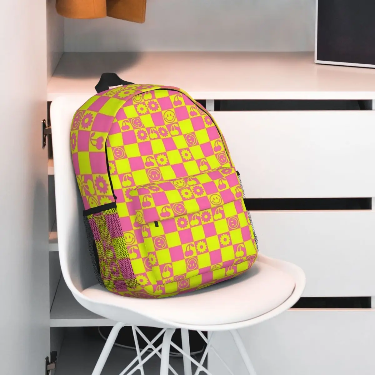 HAPPY CHECKERS - Highlighter zaini ragazzi ragazze Bookbag bambini borse da scuola Cartoon Laptop zaino borsa a tracolla