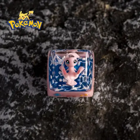 แป้นพิมพ์ลายการ์ตูนโปเกมอนลายเอลฟ์แป้นพิมพ์กลไก3D คู่มือเรซิ่นโปร่งใสปรับแต่งได้ตามต้องการ