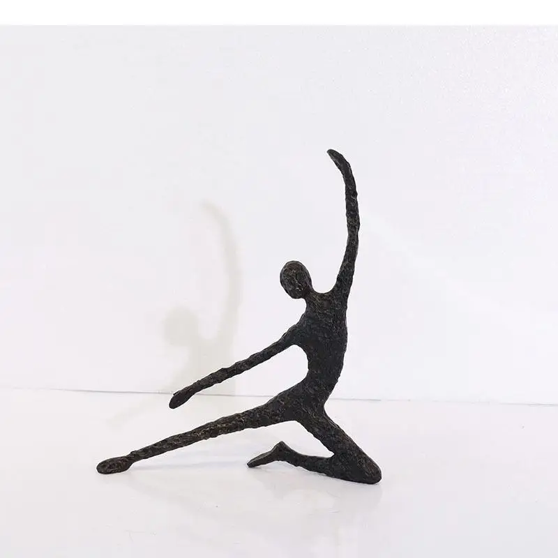 Gymnast Athlete Abstract Figures Statue Desk Decoration Black Character Cast Iron Sculpture Ornaments Modern Home Decor Crafts
