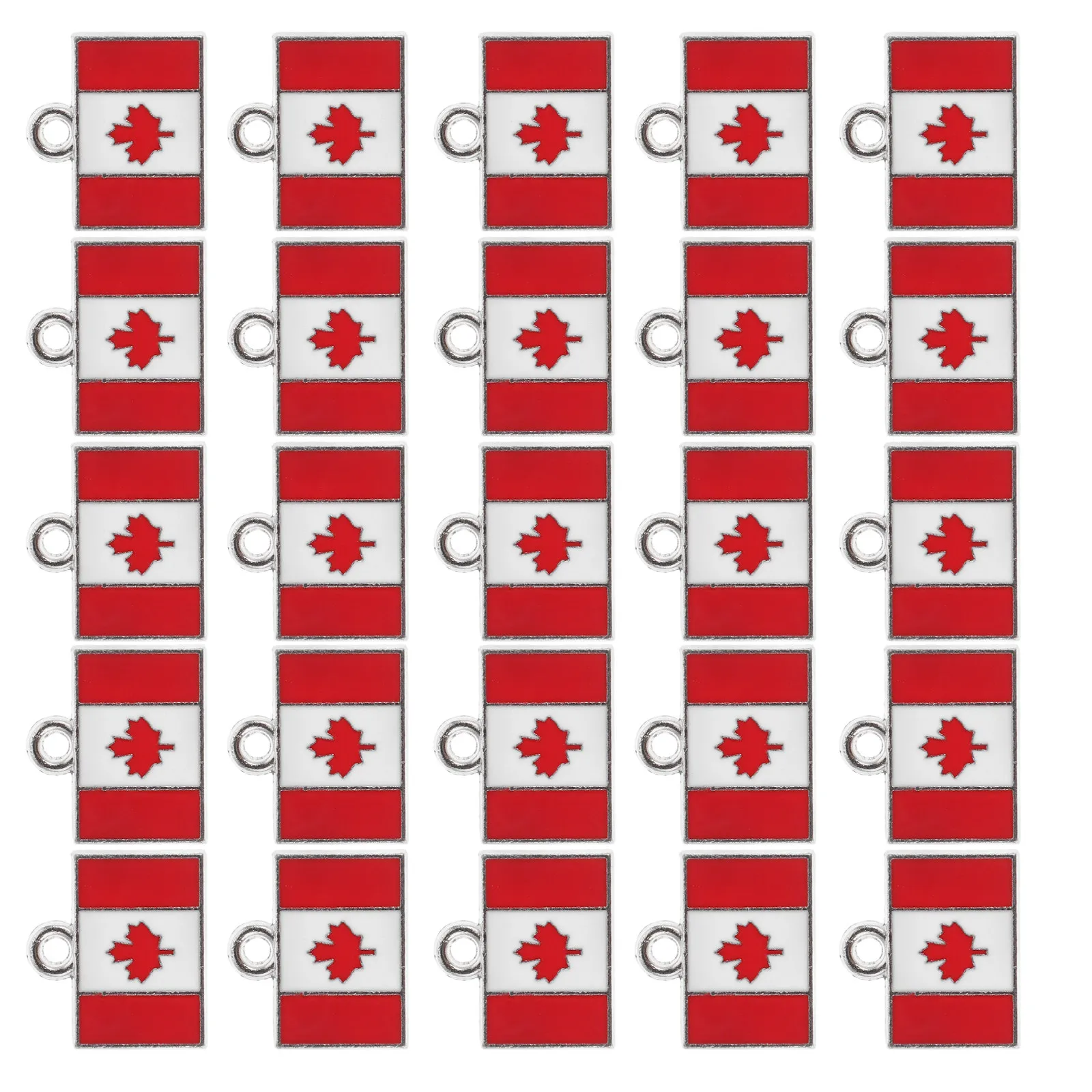 

25Pcs Canada Flag Jewelry Alloy Enamel Pendant Charm for DIY Bracelet Necklace Keychain Handbag Decor Souvenir Travel Gift Craft