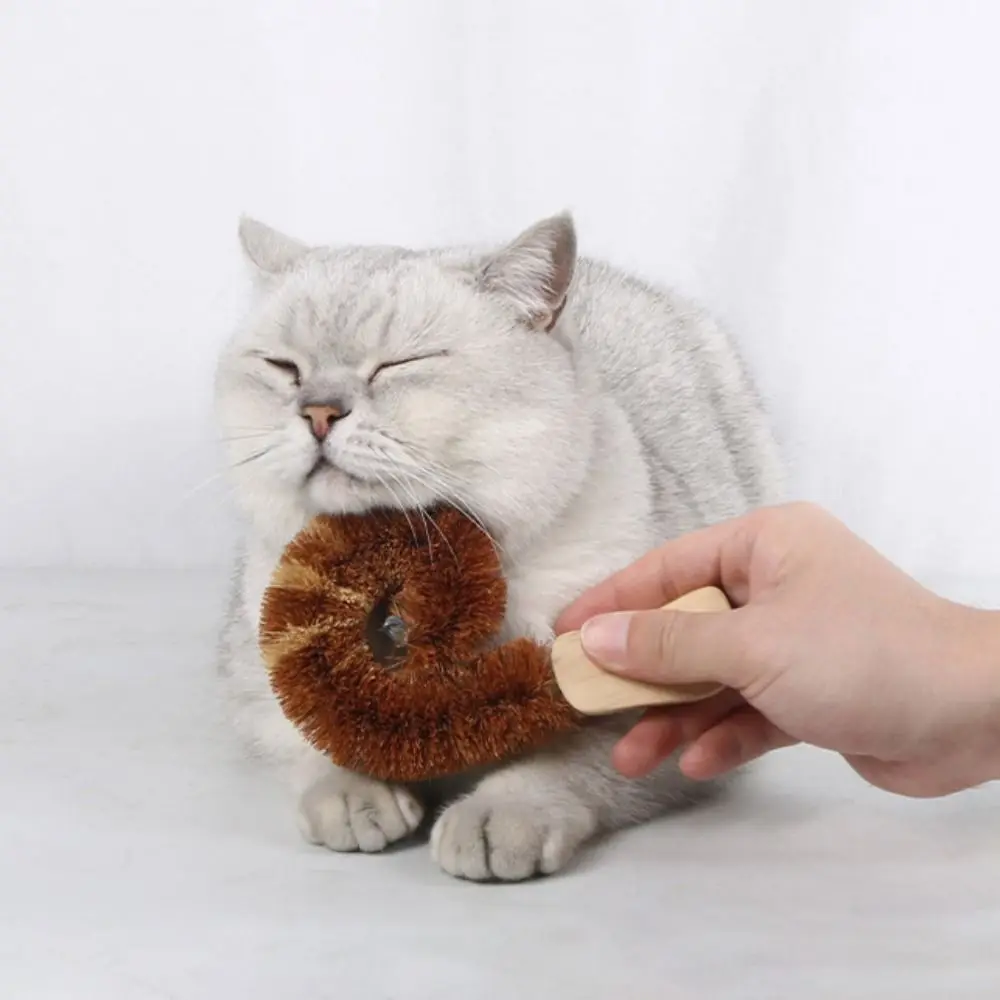 Cat Tail Shape Cat Hair Remover Brush Wooden Handle Soft Pet Interactive Brush Wear Resistant Cat Massage Comb for Pet Shops