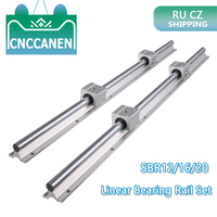 2Pcs Linear Rail SBR12 SBR16 SBR20 300-1500mm Linear Bearing Rail Slide Guide Shaft + 4Pcs SBR12UU/SBR16UU/SBR20UU Blocks