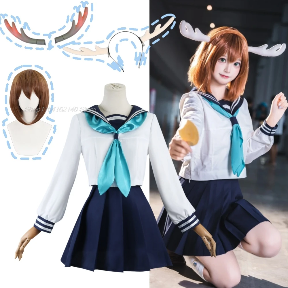 Noko Shikanoko Cosplay Costume Wig Anime My Deer Friend Nokotan Dress School Uniform JK Sailor Skirt Headwear Torako Koshi Women