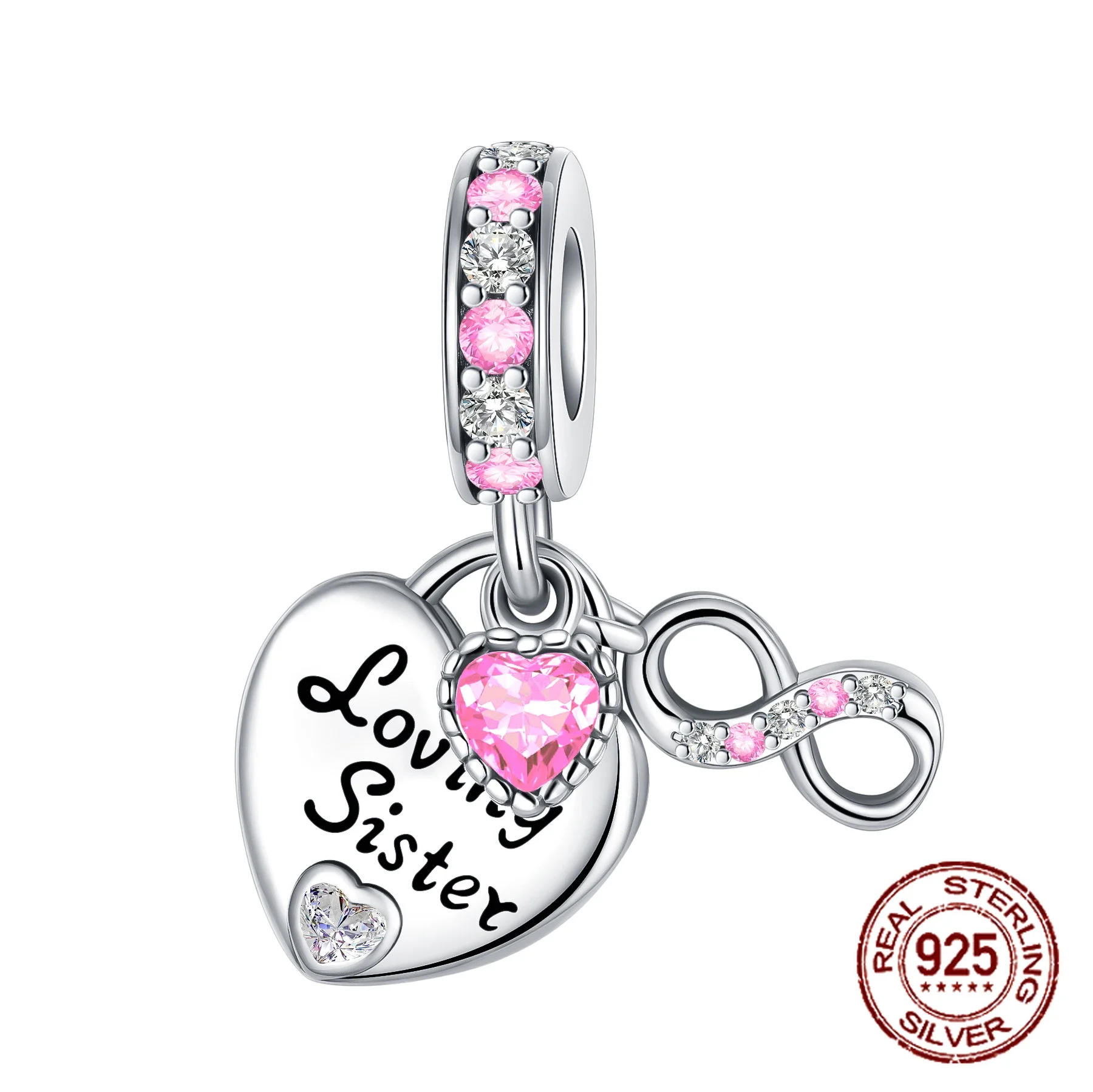 925 Sterling Silver a forma di cuore Warm Family MOM Charm Beads Fit Pandora bracciali originali Fine regali di gioielli per la festa della mamma fai da te