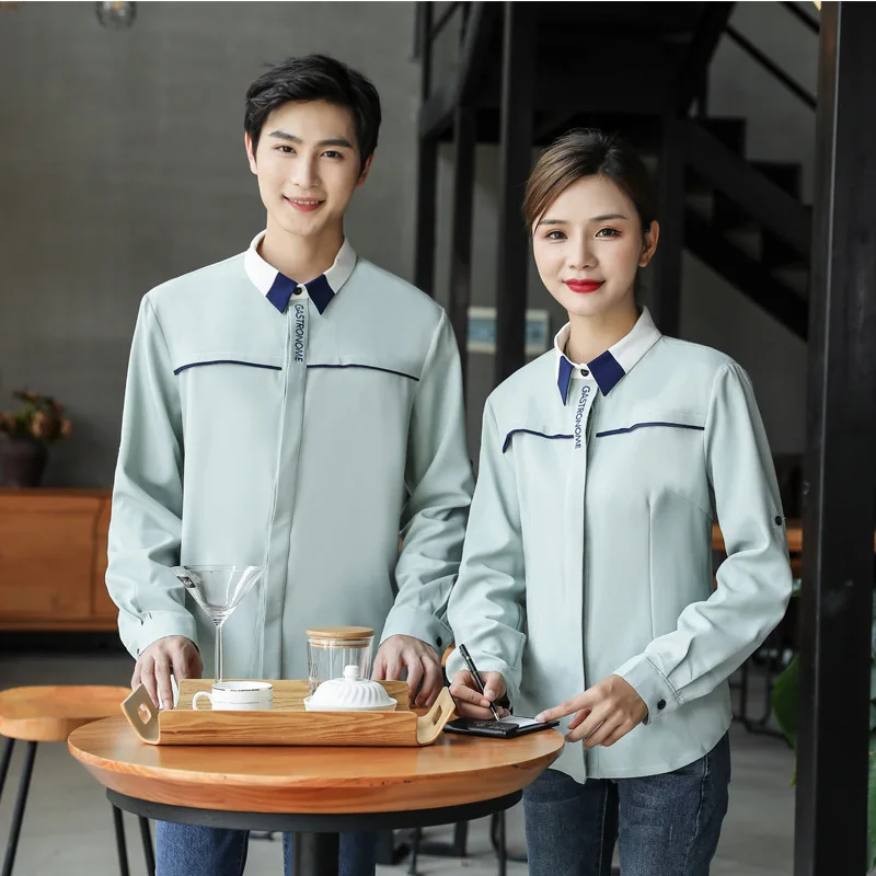 Western Restaurant Steakhouse Waiter Work Uniforms Catering Hot Pot Restaurant Milk Tea Shop Coffee Shop Autumn Winter Long Slee
