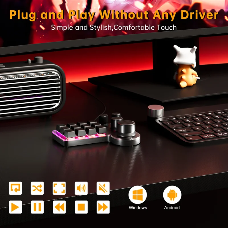 24-Hour Delivery Mini Custom Keyboard 12 Keys 4 Knobs RGB BT Mechanical Keyboard Hotswap Programming Macro Gaming Keypad