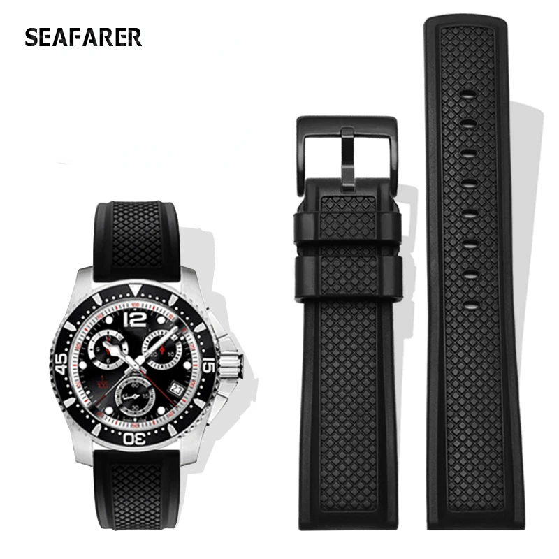 WatchBands for Seiko Breitling Wanguo Fluorine Rubber Watch Band Men Waterproof Watch Strap Bracelet Female Accessories