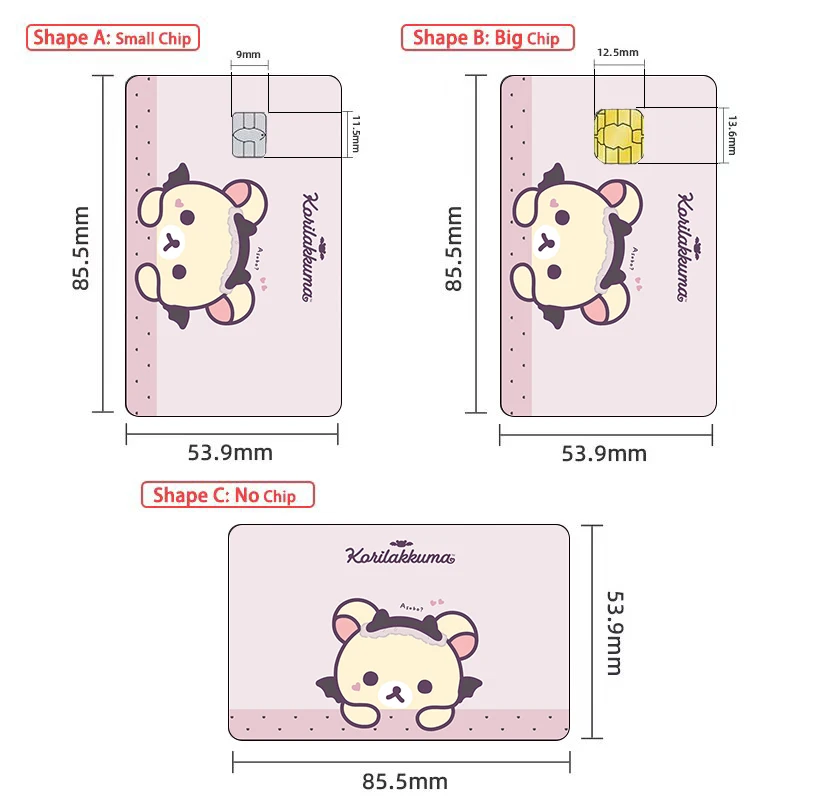 ملصقات غير لامعة لبطاقة الائتمان الكرتونية من Rilakkuma وKiiroitori لمجموعة VISA JCB و Mastercard Beautify Decorate Girl