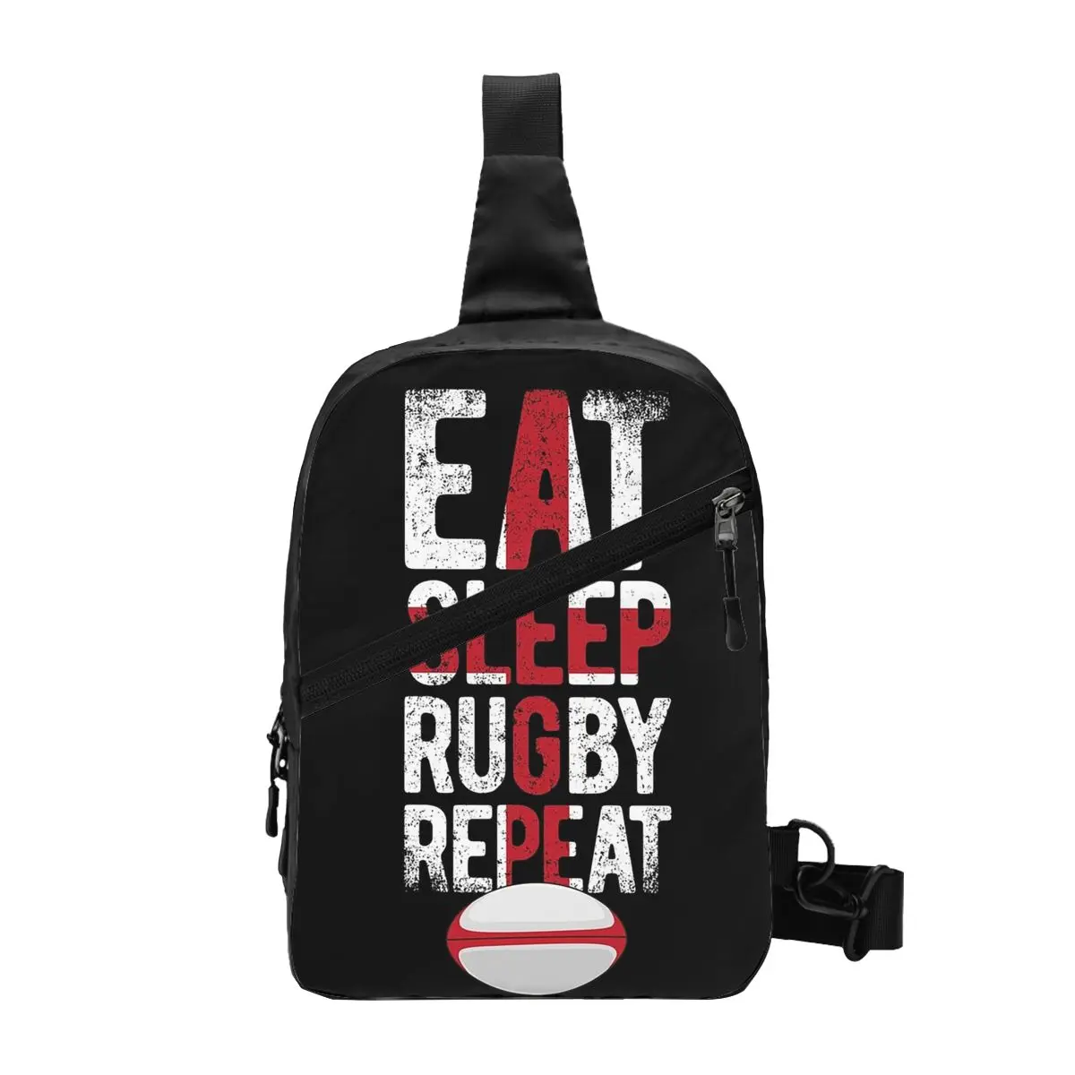 Eat Sleep Rugby Repeat England Rugby Chest Bag Men Sling Crossbody Backpack Chest Bag Travel Hiking Daypack Shoulder Bag