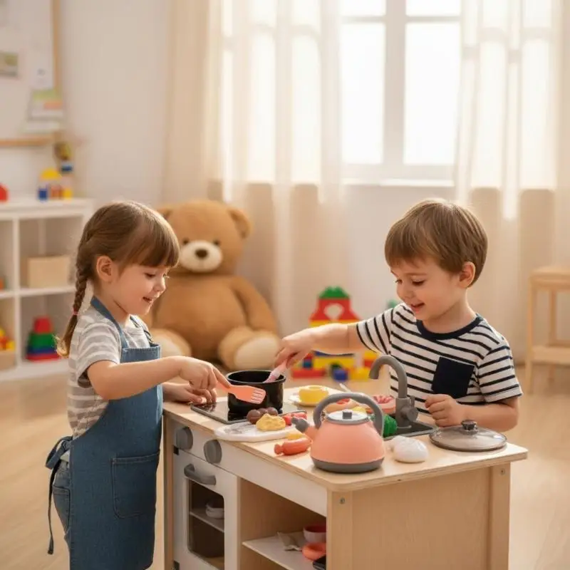 Conjunto cozinha infantil com surpresa, brinquedo vegetal, jogo educacional, bordas arredondadas e seguras, plástico f19f