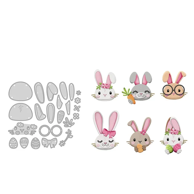 

Happy Easter Rabbits Bunny Cutting Dies DIY Scrapbooking Supplies Metal Dies Knife Mold For Card Making Albums Decor